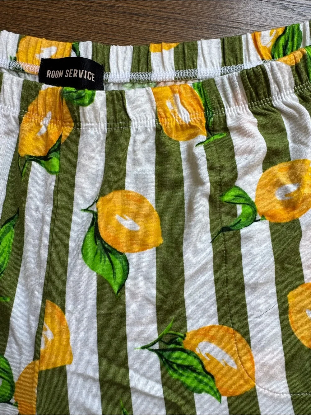 Room Service Lemon Stripe Pajama Set - Green & Yellow
